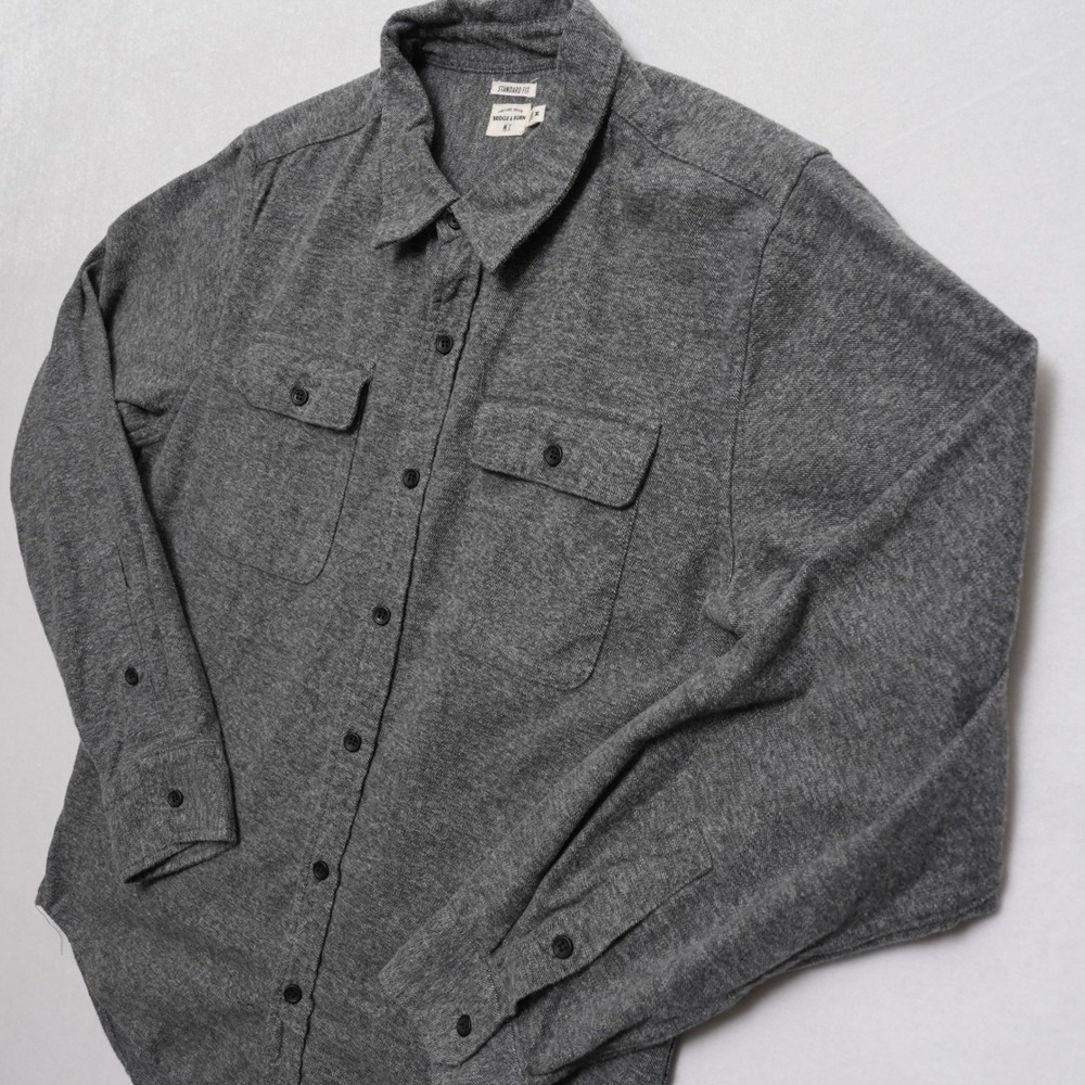 Bridge & Burn Mens Medium Gray Flannel Work Shirt PNW Portland Style - Picture 3 of 13